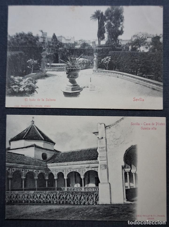 Cartoline: Sevilla, 2 antiguas postales editadas por Stengel & Co.-Casa Pilatos y Ba&ntilde;o de la Sultana