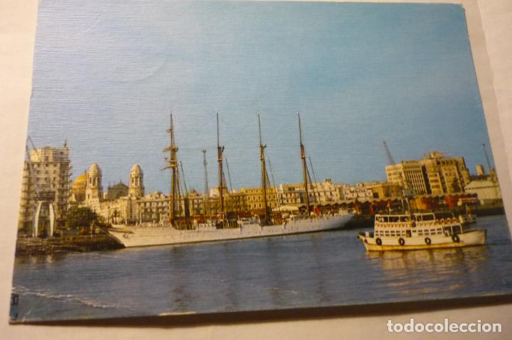 Postales: postal cadiz puerto y j.sebastin elcano cierculada