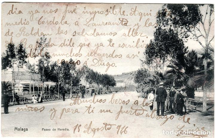 Postales: PRECIOSA POSTAL - MALAGA - PASEO DE HEREDIA - FERRER - PAPELERIA CATALANA