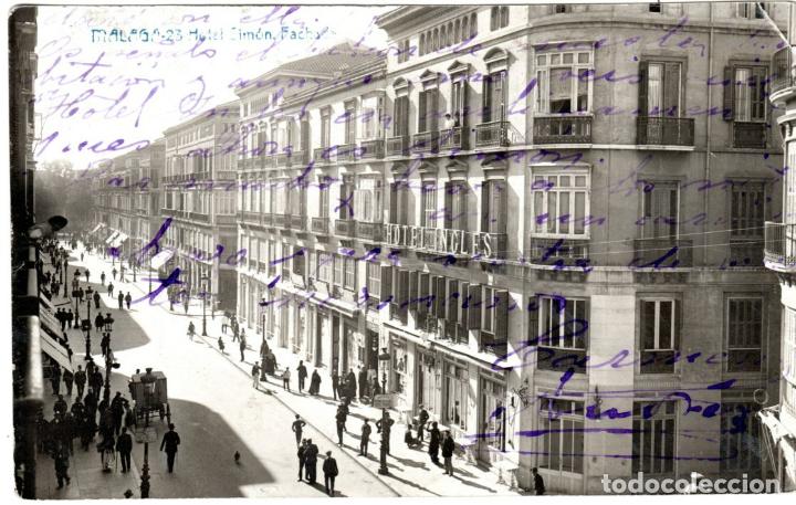 Postales: PRECIOSA POSTAL - MALAGA - HOTEL SIMON - FACHADA - ANDRES FABERT - CIRCULADA