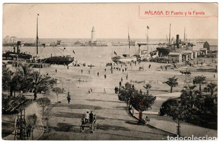 Postales: BONITA POSTAL - MALAGA - EL PUERTO Y LA FAROLA - FOTOTIPIA THOMAS - ESCRITA