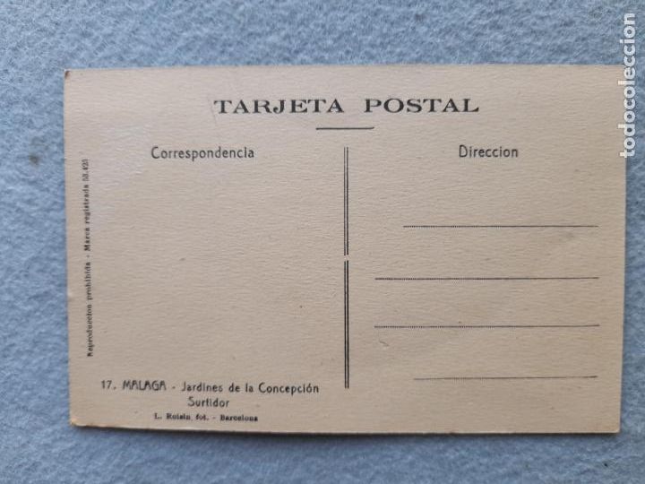 Postales: M&aacute;laga. Jardines de la Concepci&oacute;n. Surtidor - Foto 2