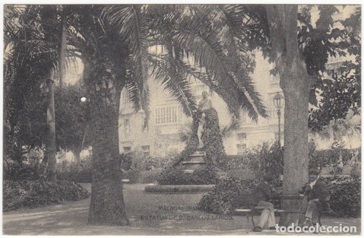 Postales: BONITA POSTAL - MALAGA - ESTATUA DE D. CARLOS LARIOS - FOTOT. HAUSER Y MENET