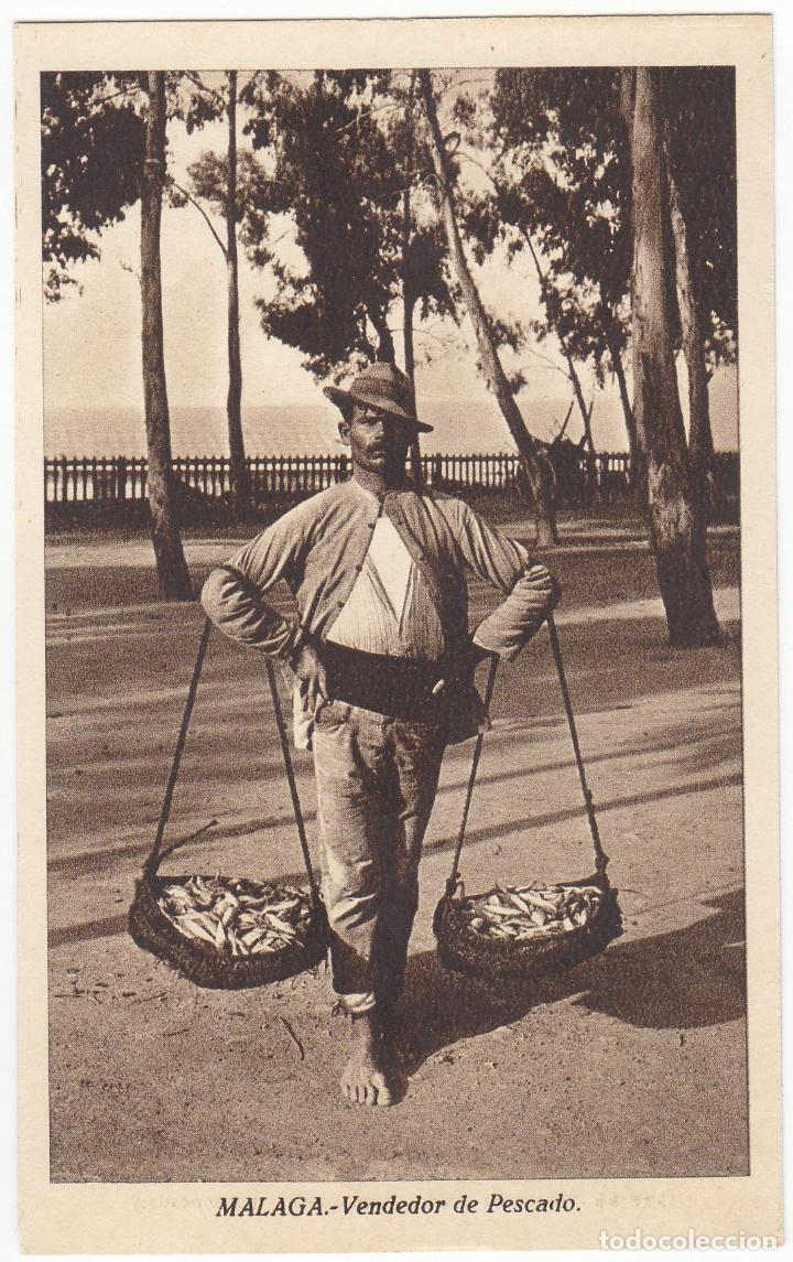 Postales: BONITA POSTAL - MALAGA - VENDEDOR DE PESCADO - L.ROISIN