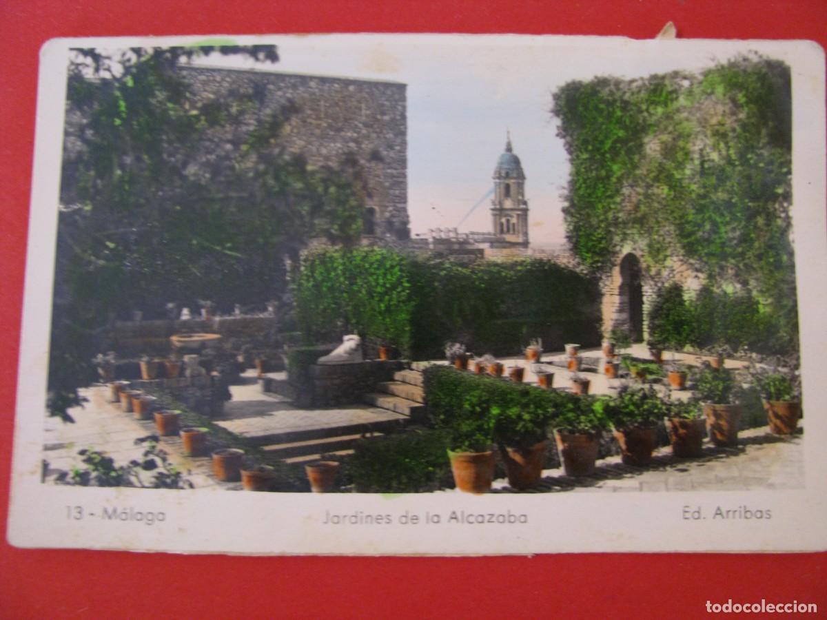 Postales: POSTAL FOTOGR&Aacute;FICA COLOREADA DE MALAGA. JARDINES DE LA ALCAZABA. ARRIBAS.