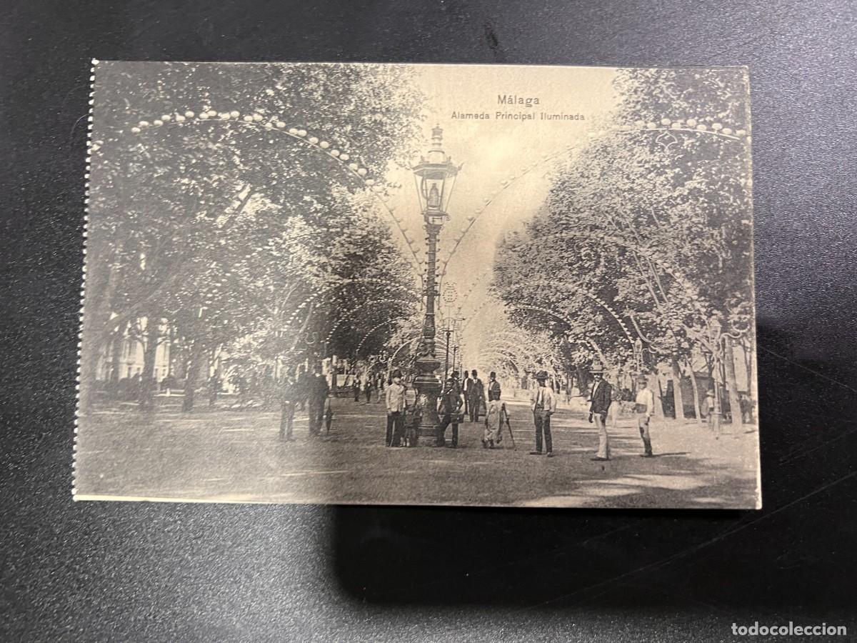 Postales: TARJETA POSTAL. MALAGA. ALAMEDA PRINCIPAL ILUMINADA. ED. DOMINGO DEL R&Iacute;O