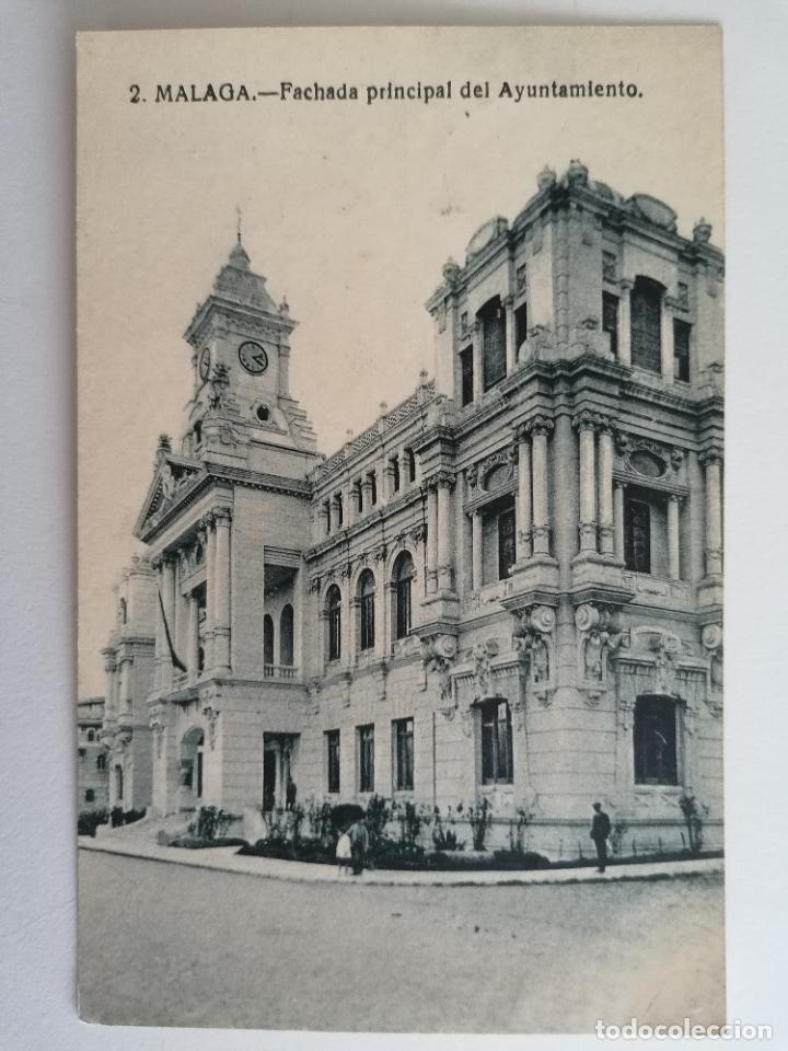 Postales: POSTAL MALAGA, FACHADA PRINCIPAL DEL AYUNTAMIENTO, N&ordm; 2, ESCRITA 1925