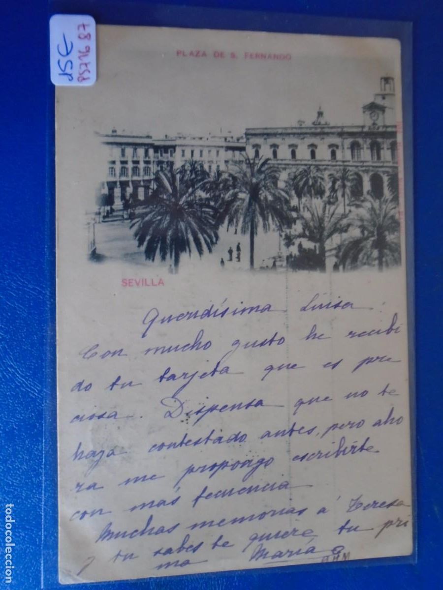 Postales: (PS-71687)POSTAL DE SEVILLA-PLAZA DE S.FERNANDO.HAUSER Y MENET.SELLO PELON