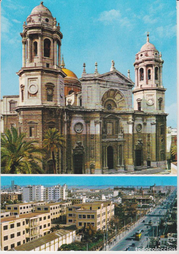 Postales: CADIZ, CATEDRAL Y AVDA. LOPEZ PINTO &ndash; GARCIA GARRABELLA N&ordm;26 &ndash; EDITADA EN 1964 &ndash; S/C