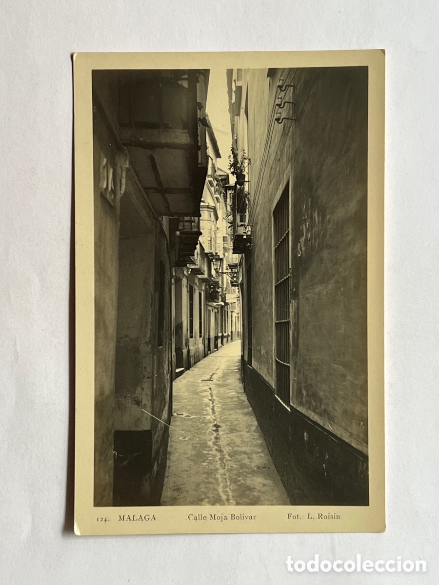 Postales: MALAGA Postal No.124, Calle Moja Bol&iacute;var. Foto L. Roisin (h.1930?) S/C