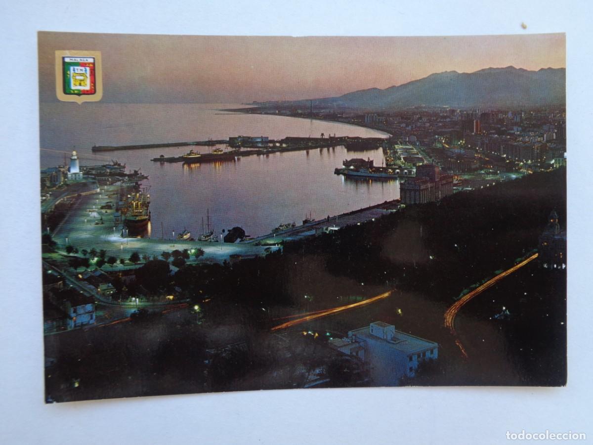 Postales: POSTAL DE MALAGA ( COSTA DEL SOL ): VISTA NOCTURNA DESDE GIBRALFARO. A&Ntilde;OS 60