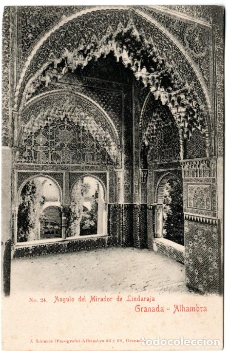 Postales: PRECIOSA POSTAL - GRANADA - ALHAMBRA - ANGULO DEL MIRADOR DE LINDARAJA - A. LINARES