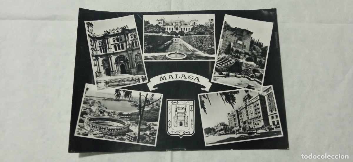 Postales: POSTAL MALAGA LA CATEDRAL - AYUNTAMIENTO - ALCAZABA - PLAZA DE TOROS Y PUERTO - ACERA DE LA MARINA