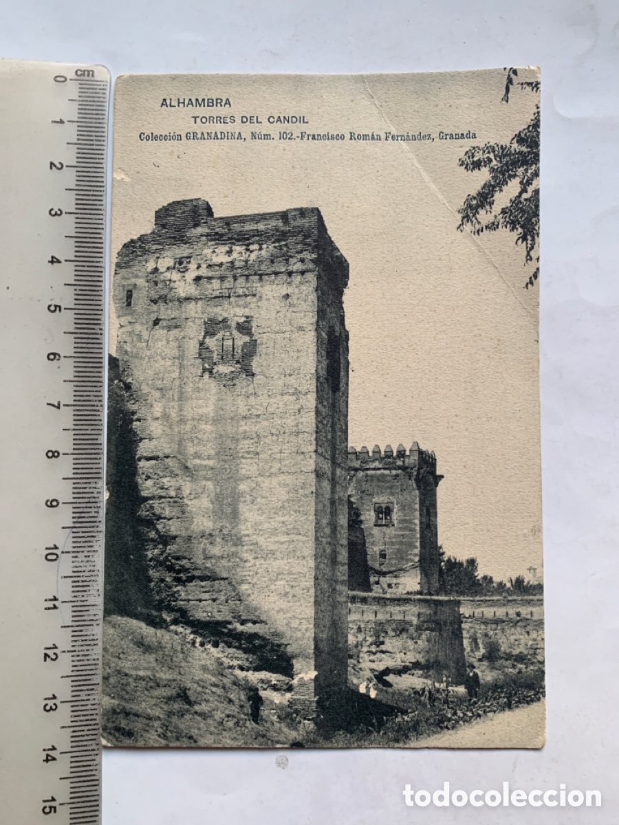 Postales: POSTAL. ALHAMBRA. TORRES DEL CANDIL. COLECCI&Oacute;N GRANADINA. FRCO. ROMAN FERNANDEZ. 7 NOV. 1945.