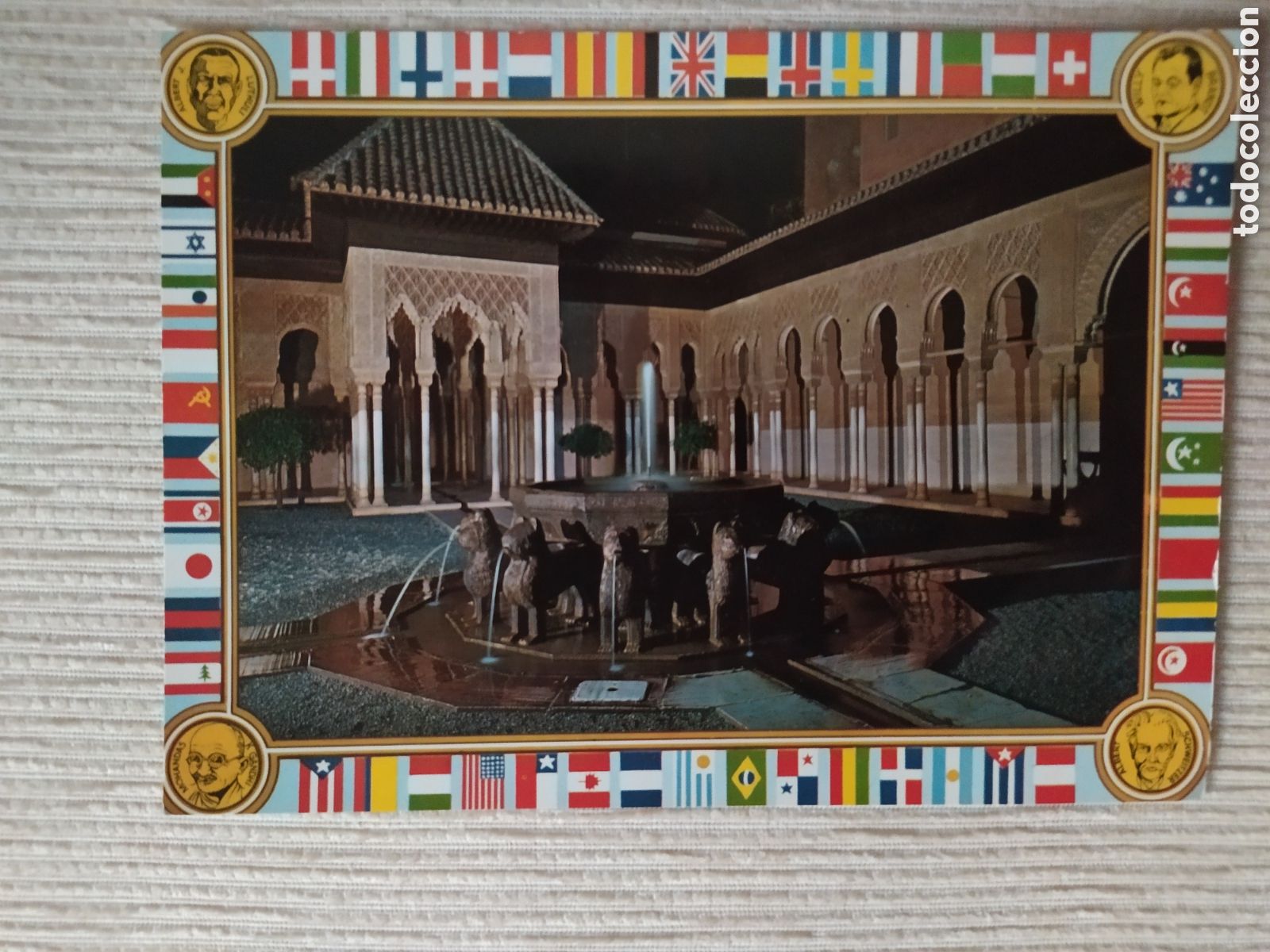 Postales: POSTAL.GRANADA . ALHAMBRA.SERIE 4 , N&Uacute;MERO 5 PATIO DE LOS LEONES - LA POSTAL DE LOS PREMIOS NOBEL