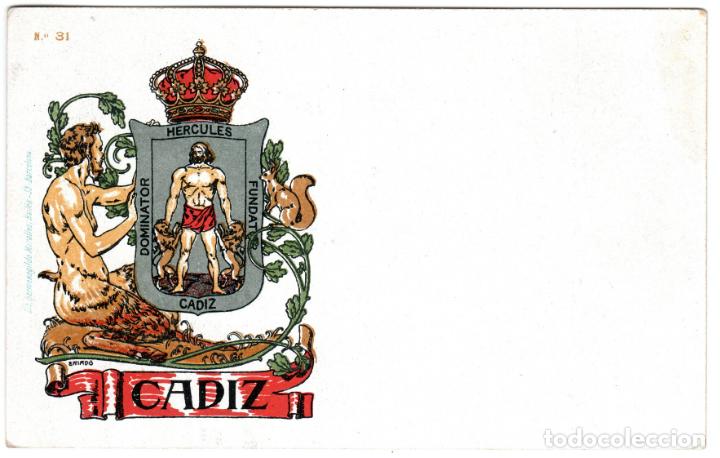Postais: PRECIOSA POSTAL - CADIZ - ESCUDO DE LA CIUDAD - LIT. HERMENEGILDO MIRALLES