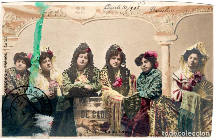 Cartoline: BONITA POSTAL - CADIZ - EN LOS TOROS - N&ordm;.51 - COLECCION TREBOL - MATASELLO DE PALMA DE MALLORCA