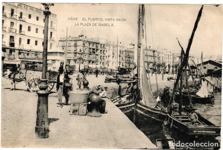 Cartoline: PRECIOSA POSTAL - CADIZ - EL PUERTO - VISTA HACIA LA PLAZA DE ISABEL II - HAUSER Y MENET