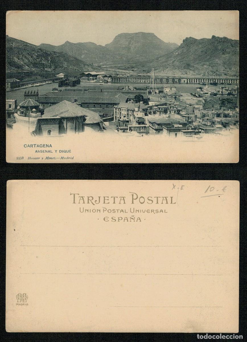 Postales: Postal de Cartagena. 1157 Arsenal y Dique. Hauser y Menet.