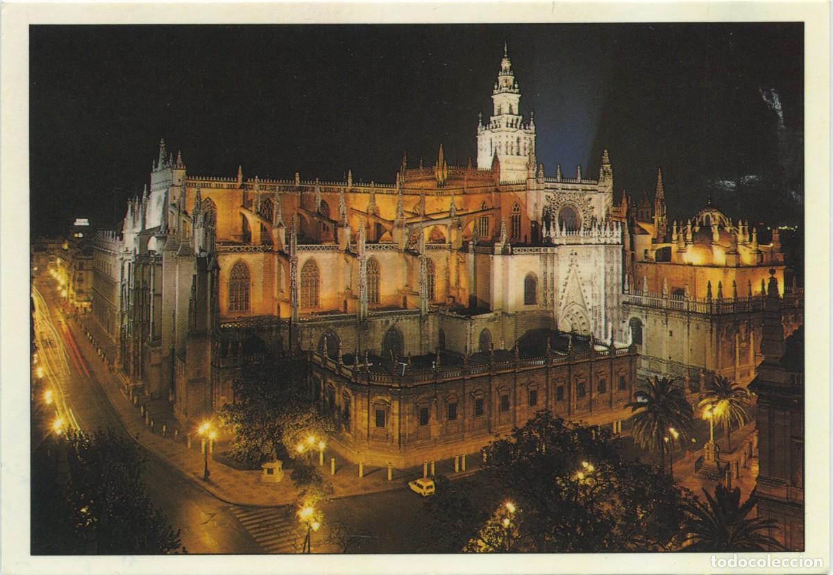 Postales: N&ordm; 3.026-SEVILLA. La Catedral, vista nocturna. ED. VICTOR M. DE PRADO EGUILAZ