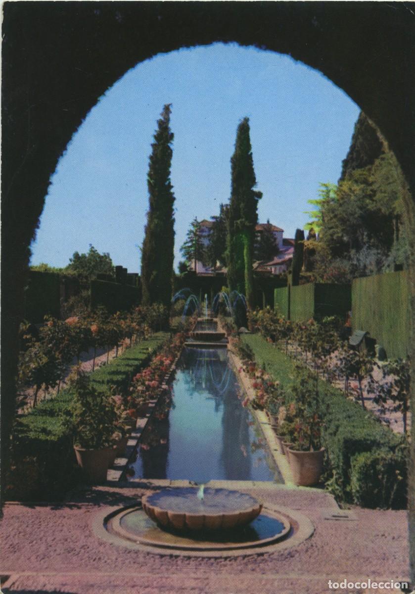 Postales: SERIE 45-N&ordm; 57-GRANADA. Generalife. R&iacute;a, jardines bajos. Sin circular. ED. KOLOR-ZERKOWITZ