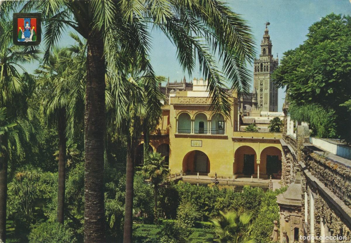 Postales: N&ordm; 15-SEVILLA. La Giralda vista desde el Alc&aacute;zar. Circulada en 1964. ED. DOM&Iacute;NGUEZ