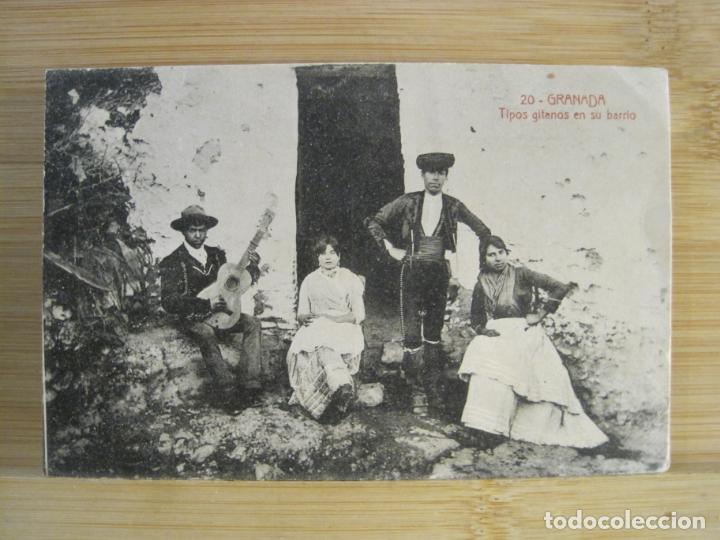 Postales: GRANADA-TIPOS GITANOS EN SU BARRIO-POSTAL ANTIGUA-(102.056)