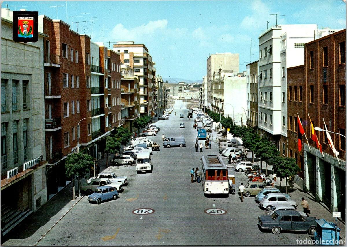 Postales: Algeciras - Avenida del General&iacute;simo Franco - Subirats Casanovas n&ordm; 70 - 148x104mm Bandera Falanje