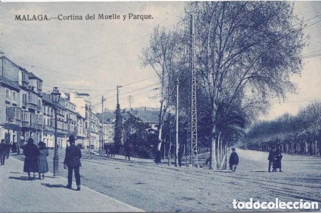 Postales: M&Aacute;LAGA - CORNISA DEL MUELLE Y PARQUE - HELIOS - Foto 1