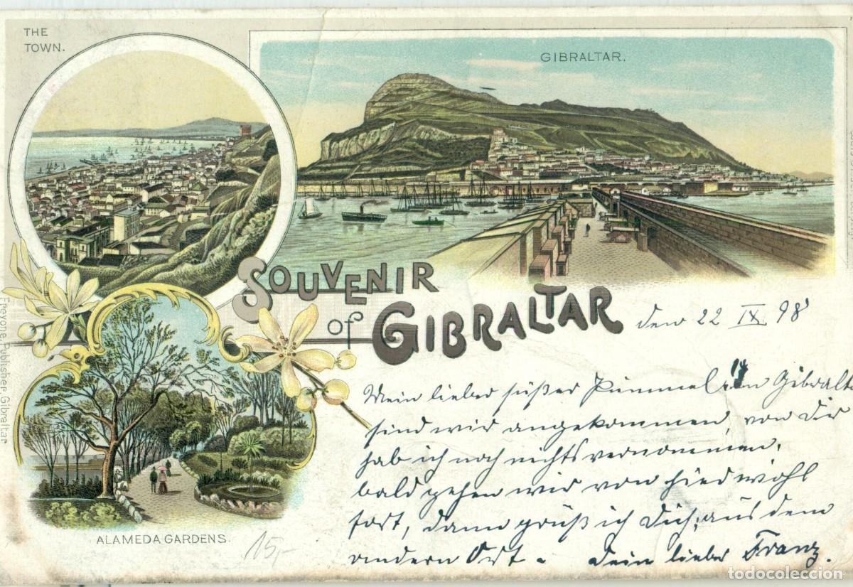 Postais: SOUVENIR DE GIBRALTAR. CIRCULADA EN 1898. MUY RARA.