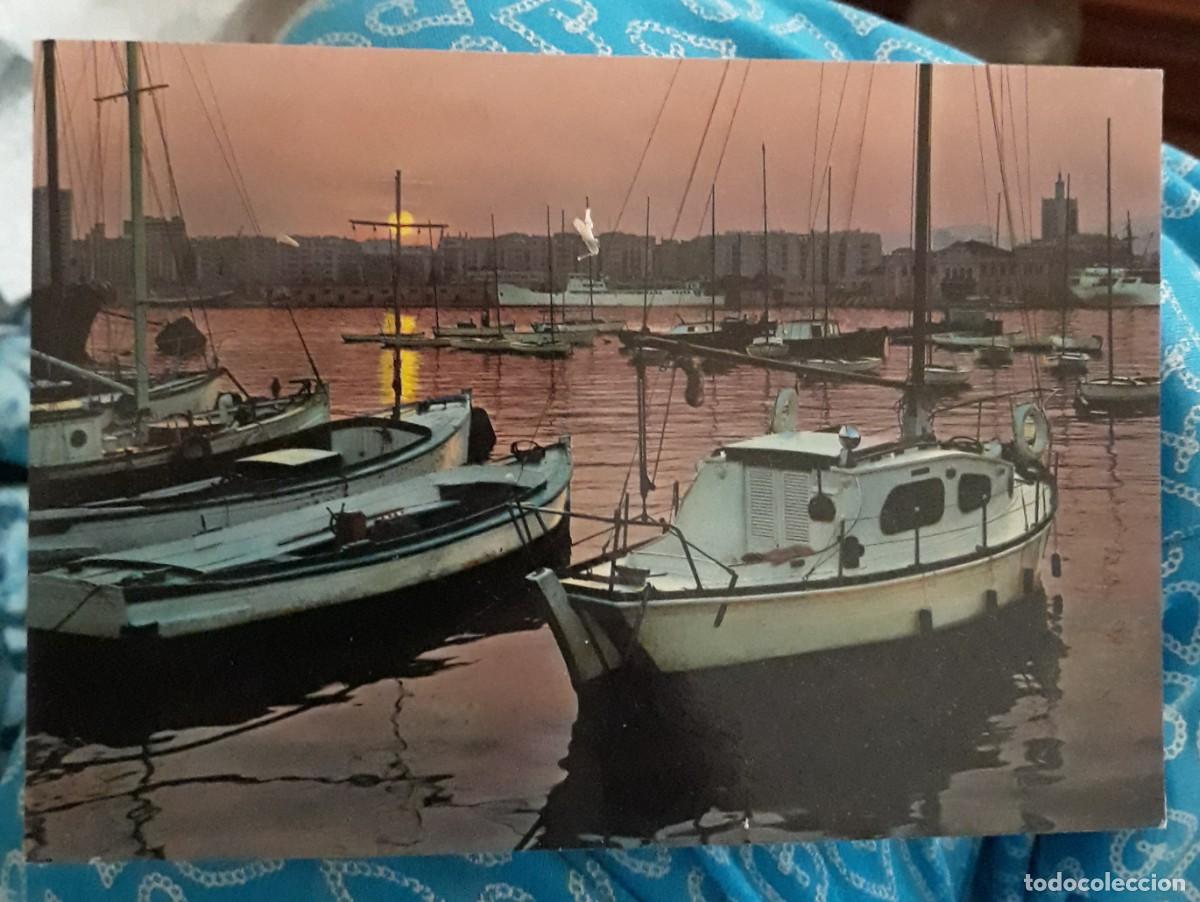 Postales: -83613 POSTAL BARCOS EN EL ATARDECER DE MALAGA, POSTALES COSTA DEL SOL, ESCRITA