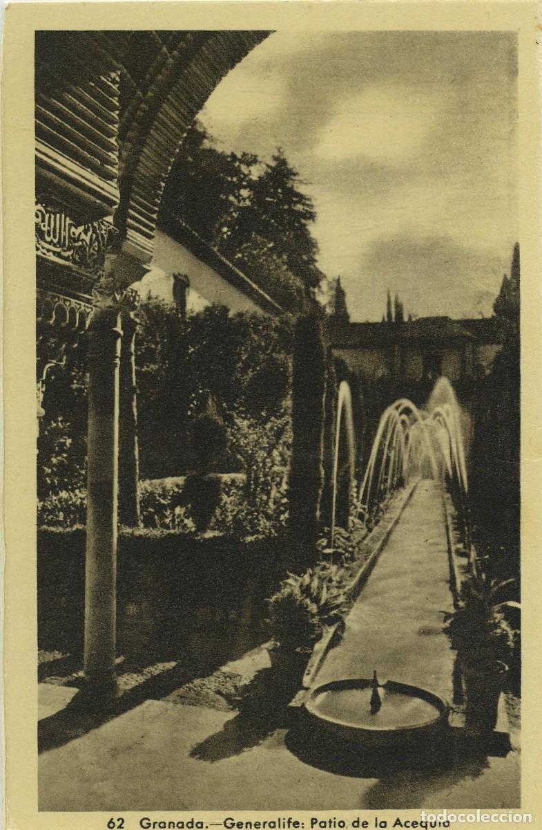 Postales: N&ordm; 62-GRANADA. Generalife: Patio de la Acequia. Sin circular. ED. HELIOTIPIA ART&Iacute;STICA ESPA&Ntilde;OLA