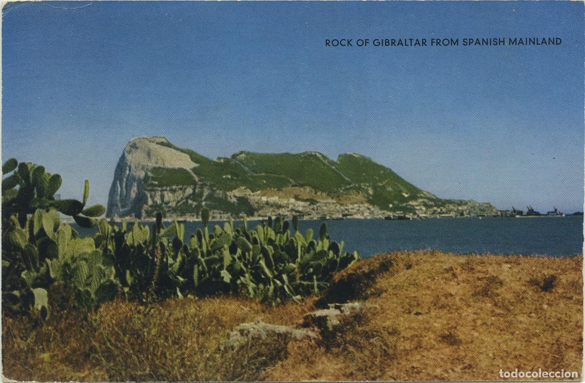 Postales: ROCK OF GIBRALTAR FROM SPANISH MAINLAND. Circulada en 1960. ED. RUDEROCK SERIES