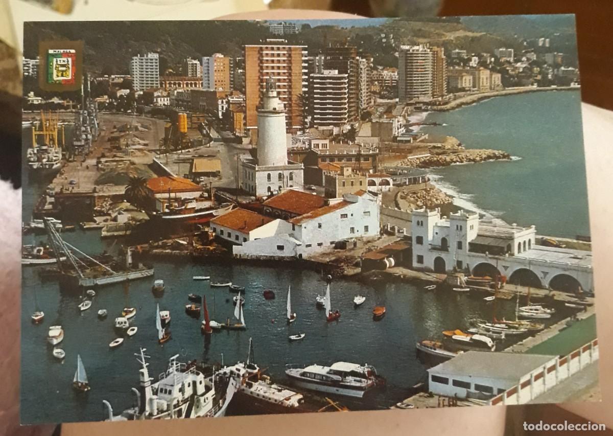 Postales: -84315 POSTAL M&Aacute;LAGA, LA FAROLA Y PASEO MARITIMO, ESCUDO DE ORO, L. DOMINGUEZ
