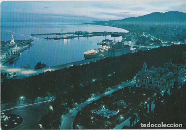 Postales: MALAGA, EL PUERTO, ASPECTO NOCTURNO &ndash; EDICIONES VISTABELLA N&ordm;38 &ndash; ESCRITA