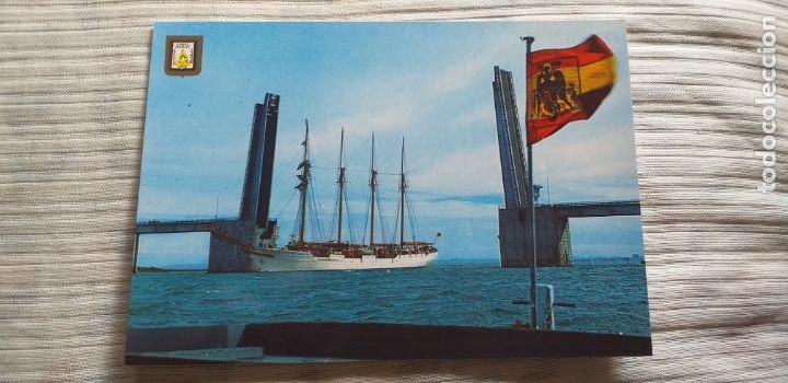 Postkarten: CADIZ-RV-150X105mm-N&ordm;1243-PUENTE DE JOSE LEON DE CARRANZA Y BUQUE ESCUELA JUAN SEBASTIAN ELCANO