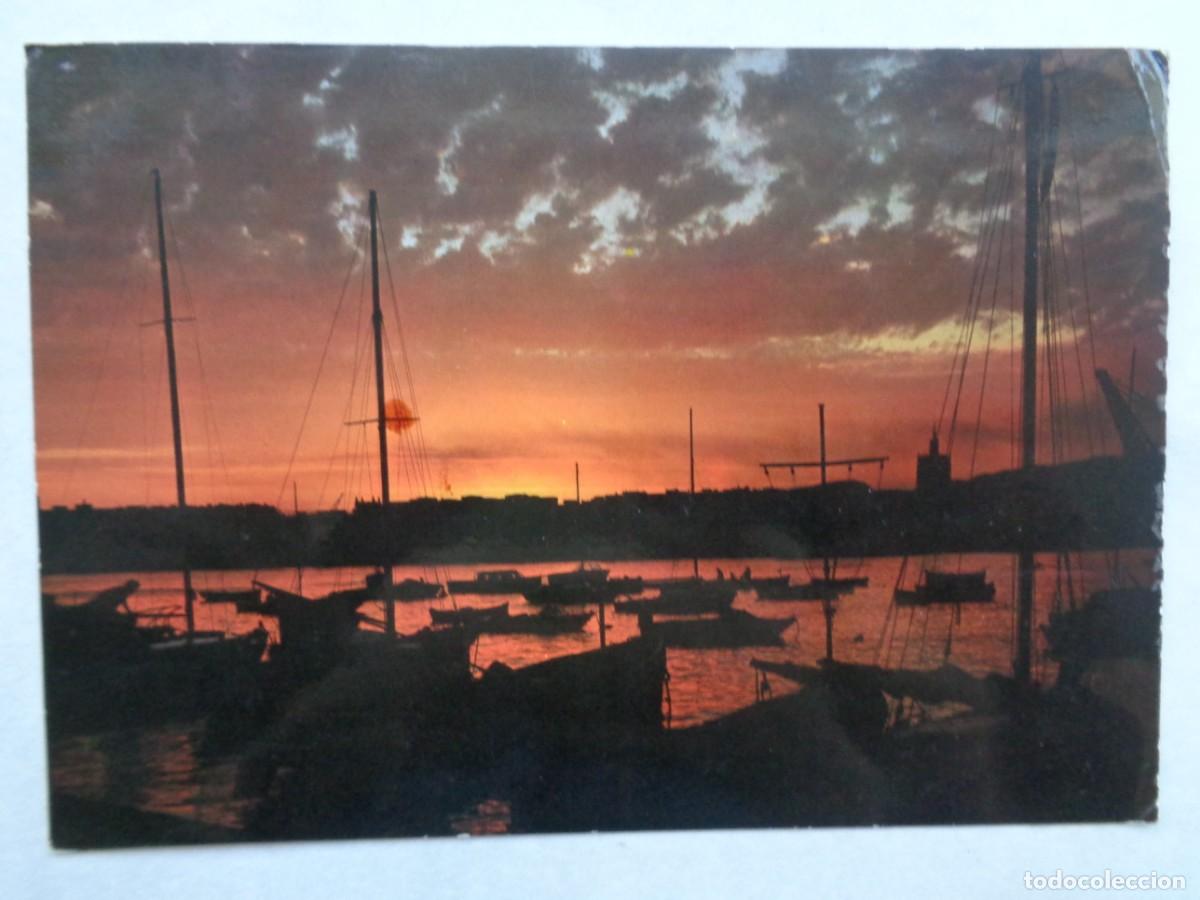 Postales: POSTAL DE MALAGA ( COSTA DEL SOL ): ATARDECER EN EL PUERTO. A&Ntilde;OS 60