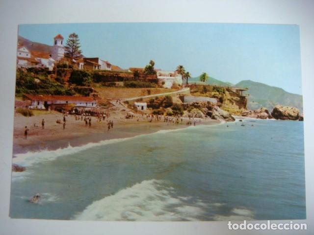 Postales: POSTAL DE MALAGA PLAYA EL SALON Y BALCON DE EUROPA-CAJ-N&ordm;-3-SOB-N&ordm;-4 BIS