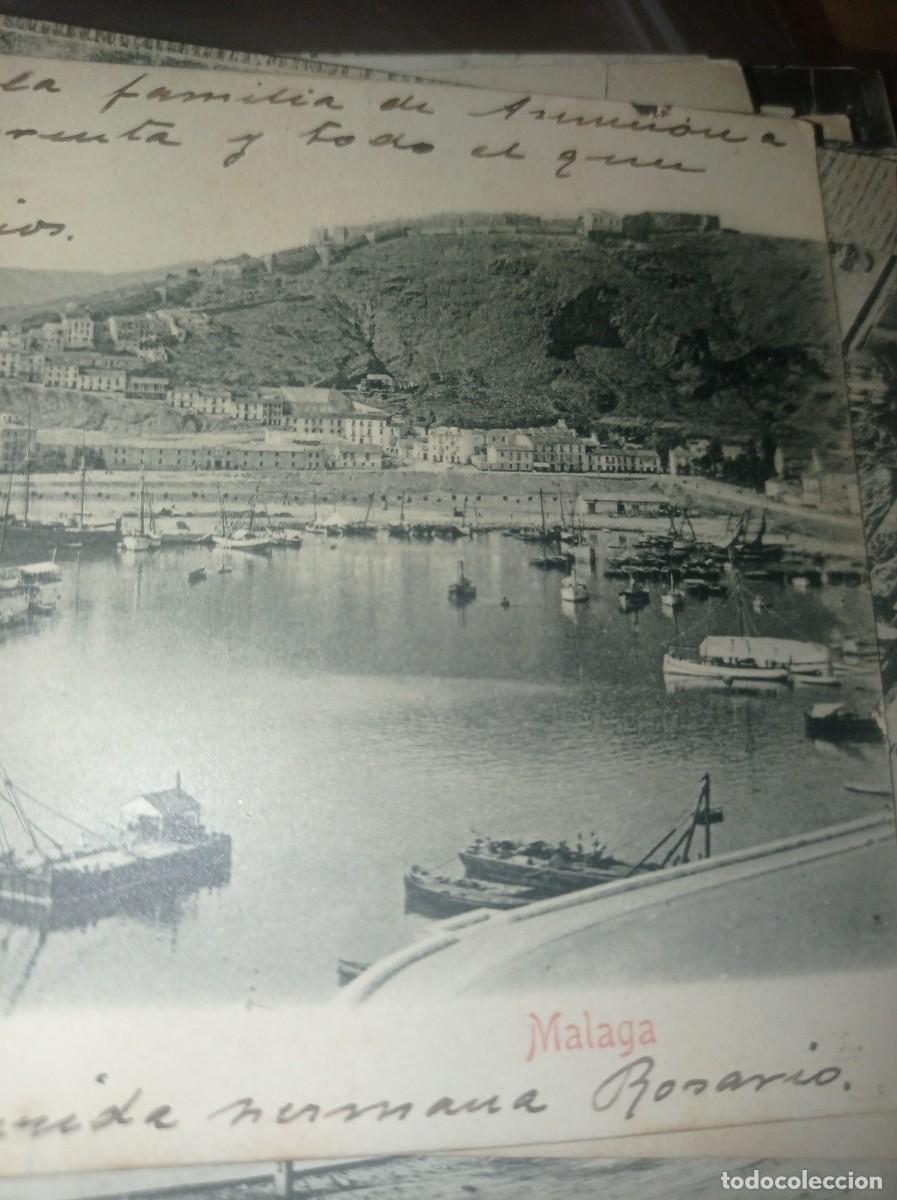 Postales: ANTIGUA TARJETA POSTAL DE P.P.S.XX DE MALAGA. PUERTO Y CASTILLO, ESCRITA A&Ntilde;O 1905