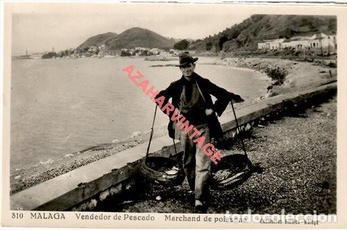 Postales: POSTAL 310 MALAGA VENDEDOR DE PESCADO. EXCLUSIVAS ALAMOS.