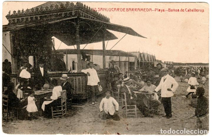Postcards: BONITA POSTAL - SANLUCAR DE BARRAMEDA (CADIZ) - PLAYA - BA&Ntilde;OS DE CABALLEROS - M.BARREIRO