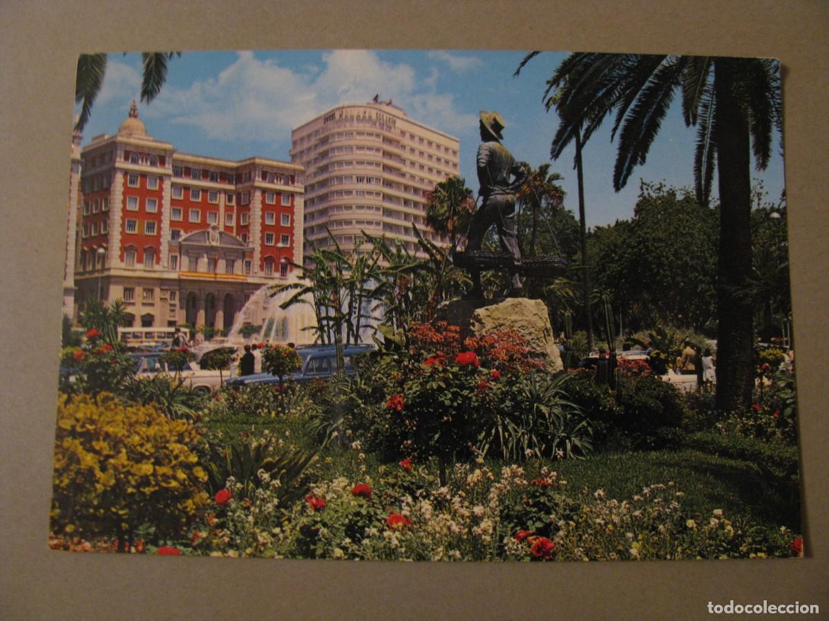 Postales: POSTAL DE MALAGA. PLAZA QUEIPO DE LLANO. HOTEL MALAGA PALACIO. GARCIA GARRABELLA. ESCRITA.