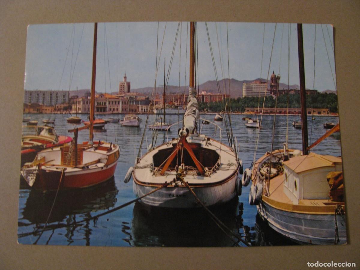 Postales: POSTAL DE MALAGA. DARSENA DEL PUERTO Y VISTA PARCIAL. INTER. ESCRITA.