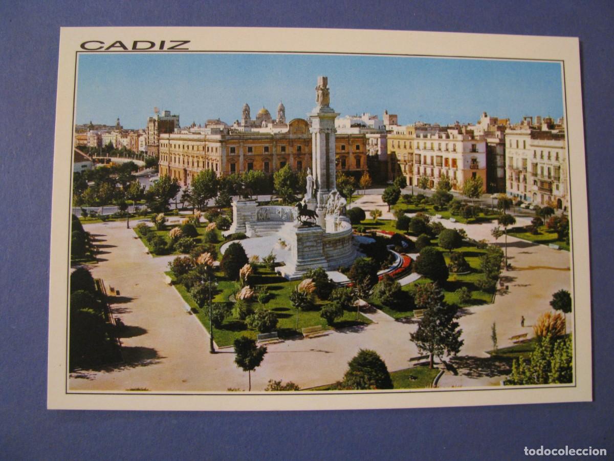 Postales: POSTAL DE CADIZ. PLAZA DE ESPA&Ntilde;A Y MONUMENTO A LAS CORTES. ED. PAJARES.