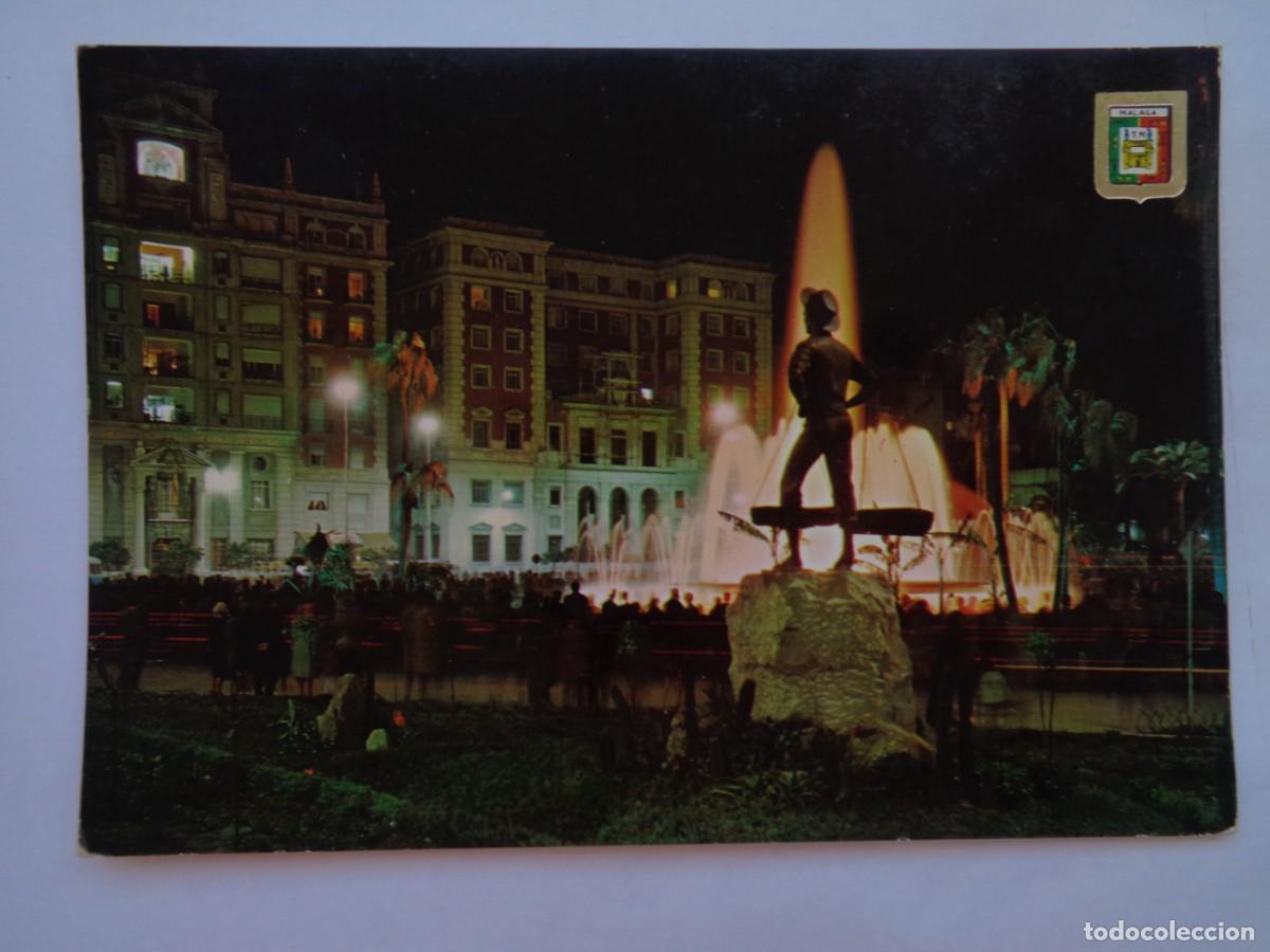 Postales: POSTAL DE MALAGA ( COSTA DEL SOL ): FUENTE DE LA MARINA , NOCTURNA , EL CENACHERO . A&Ntilde;OS 60