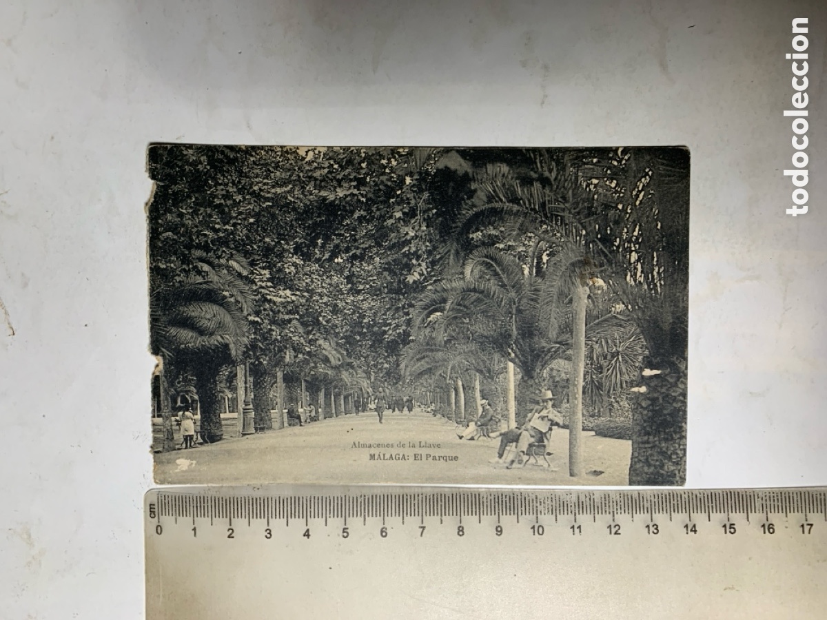 Postales: POSTAL. MALAGA. EL PARQUE. HAUSER Y MENET. ALMACENES DE LA LLAVE.