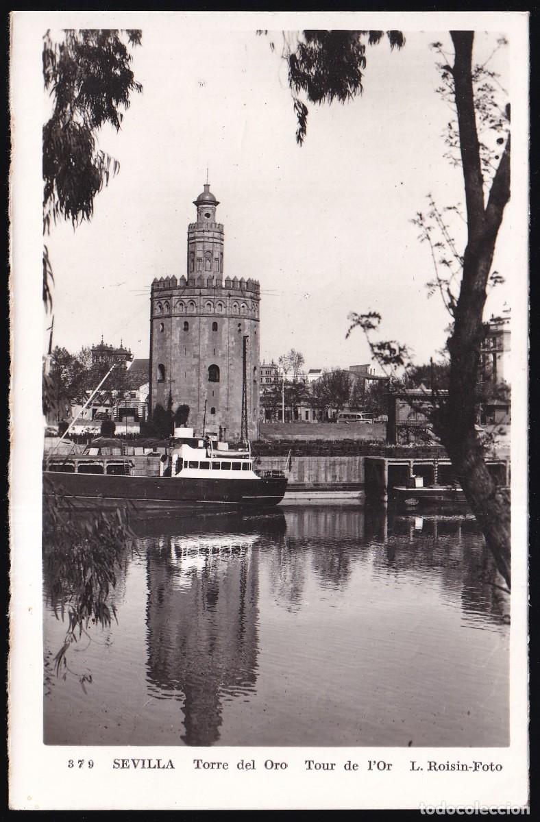 Postales: Sevilla. *Torre del Oro* Circulada 1955. - Foto 1