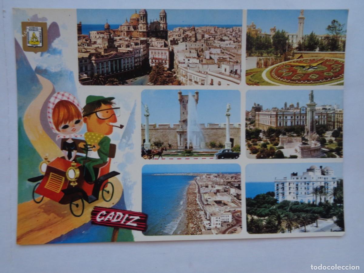 Postales: POSTAL DE CADIZ : DIVERSOS ASPECTOS. A&Ntilde;OS 60, CON DIBUJITO