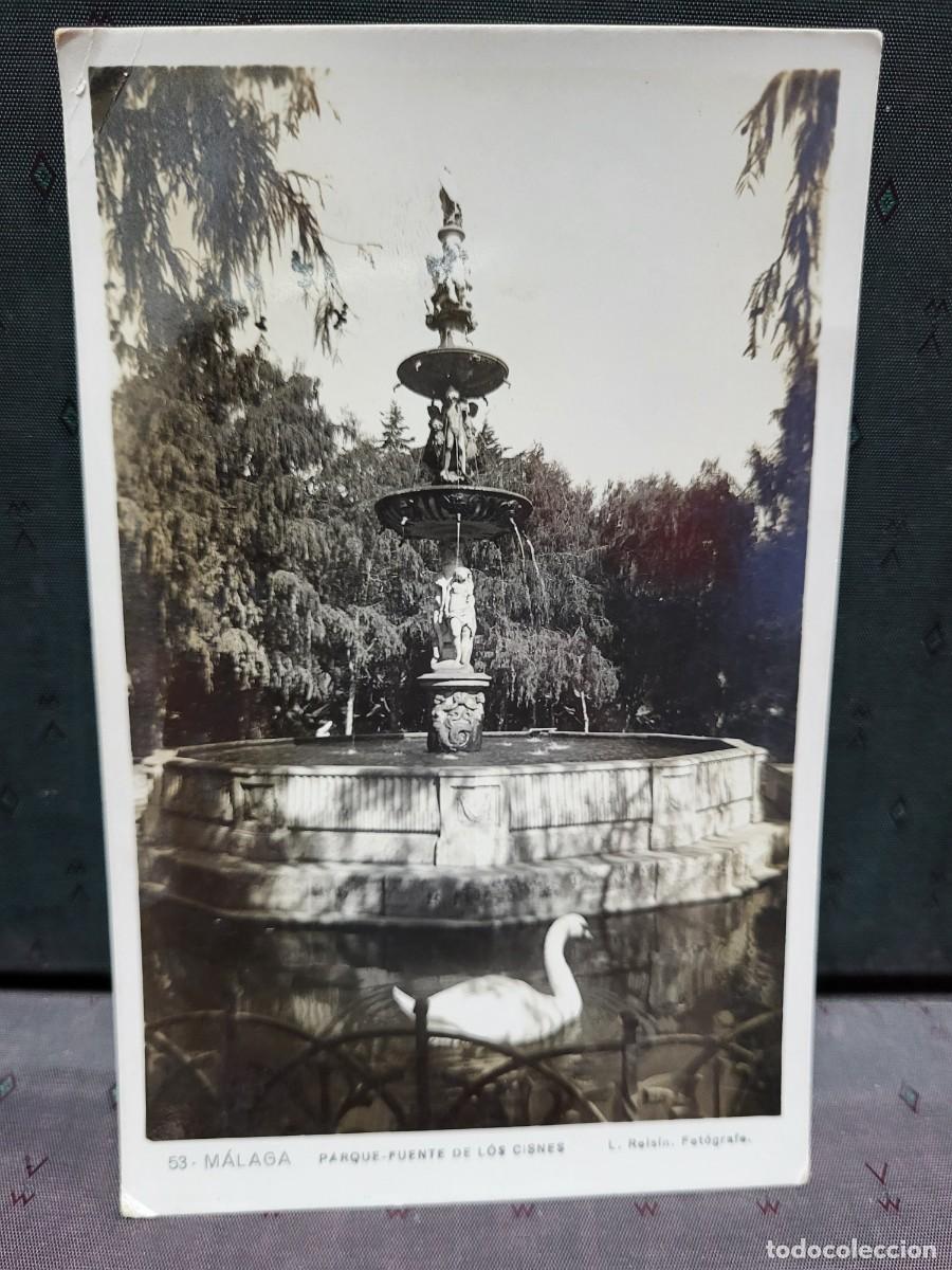 Postales: ANTIGUA POSTAL MALAGA PARQUE FUENTE DE LOS CISNES L. ROISIN 53