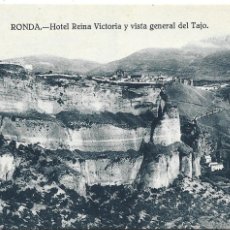 Postales: RONDA (MÁLAGA) - HOTEL REINA VICTORIA Y VISTA GENERAL DEL TAJO - EDICIÓN BAZAR LA ALIANZA